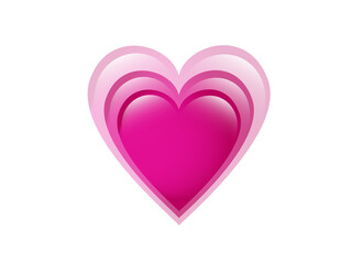 Glossy pink love glowing heart icon on transparent background