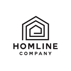 Monoline Home Logo Design Vector illustration architecture House symbol emblem