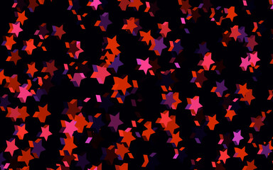 Dark Pink, Yellow vector background with colored stars.