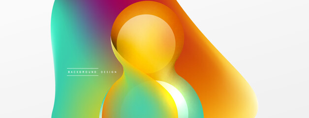 Fluid abstract background, round shapes and circle flowing design for wallpaper, banner, background or landing