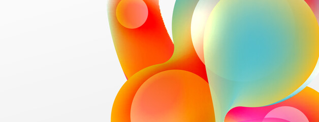 Fluid abstract background. Liquid color gradients composition. Round shapes and circle flowing design for wallpaper, banner, background or landing