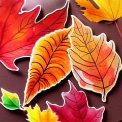 autumn leaf watercolor sticker
