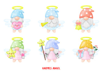 Gnomes Angel funny watercolor Clipart
