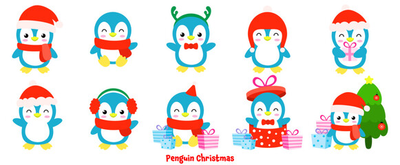 penguin christmas Flat Clipart, merry christmas