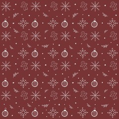 Christmas Seamless Pattern With Snow Flake Star Snowball 