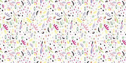 Pattern with abstract organic shapes. Festive and natural themes. Colorful confetti.