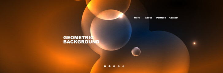 Shiny neon circles and bubbles, dark abstract background with blurred magic neon light, wallpaper design