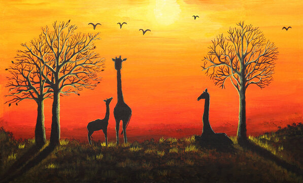 African wildlife silhouette