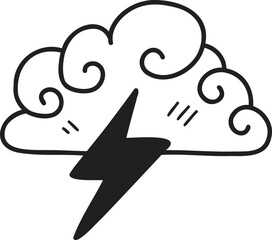 Hand Drawn lightning and clouds illustration