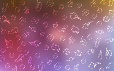Naklejka premium Light Multicolor vector pattern with delicious cookies.