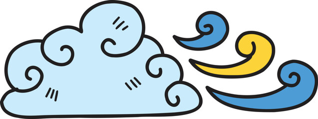 Hand Drawn clouds and wind illustration