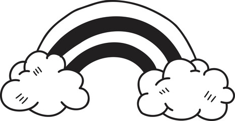 Hand Drawn clouds and rainbow illustration