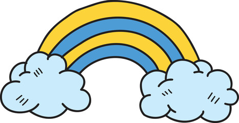 Hand Drawn clouds and rainbow illustration