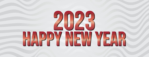 Gradient Text Effect 2023 Happy New Year with Wavy Lines Template Design