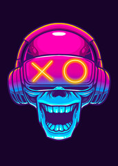 skull virtual reality illustration