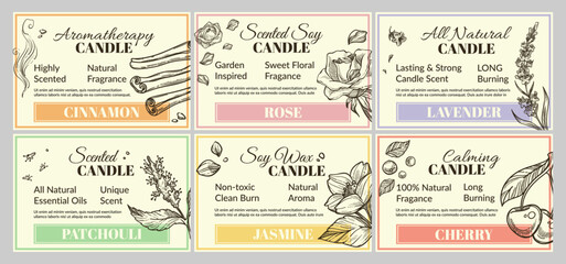 Scented candle packaging design, product label set