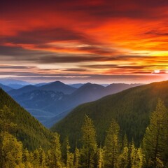 Naklejka na ściany i meble sunset in the mountains