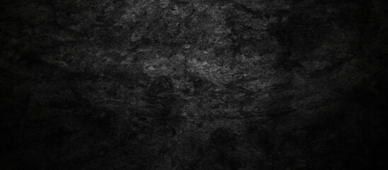 Black stone concrete grunge texture and backdrop background anthracite panorama. Panorama dark grey black slate background or texture.