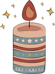 Christmas Candle Cute Doodle Illustration Graphic Element Card Art