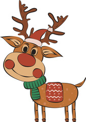 Cute Rudolph Christmas Reindeer Holiday Decorative Illustration Graphic Element art