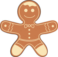 Cute Christmas Gingerbread Man Bake Decoration Doodle Illustration Graphic Element 