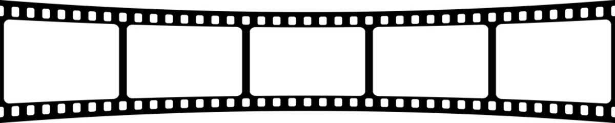 Curved film strip. Old retro cinema movie strip. Analog video recording equipment. Vector illustration