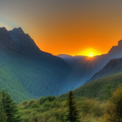 Fototapeta premium sunrise in the mountains