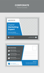 A stylized corporate postcard design
