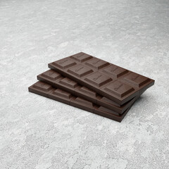 3D rendering dark chocolate closeup on white concrete background