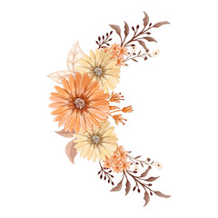 Orange Watercolor Flower Arrangement