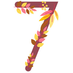 Pastel cute flower on decoration on number for decorating or printing