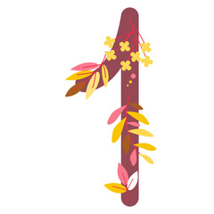 Pastel cute flower on decoration on number for decorating or printing