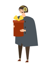 プレゼントボックスを持つ男の子のイラスト