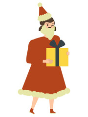 プレゼントを持つサンタ服の女の子のイラスト