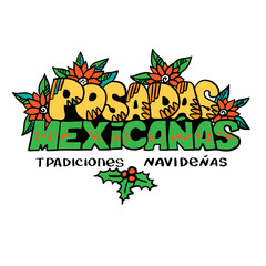 Posadas Mexicanas - Christmas Lodging spanish text, holiday emblem