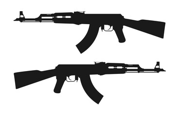 Russian AK Assault Rifle Silhouette Vector / Ai Illustrator