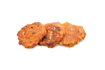Korean Kimchi pancake or Kimchijeon isolated on white background