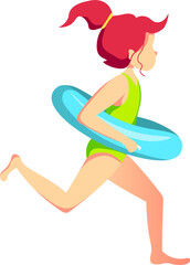 child running on the beach illustration