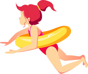 swimming girl in bikini illustration