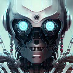 Fototapeta premium Portrait of a highly advanced futuristic android. Digital art.