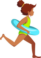 child running on the beach illustration