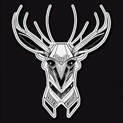 robo reindeer, badass, Sticker, Black border