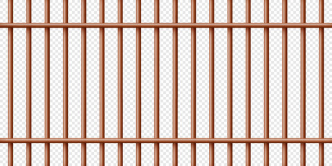 Realistic dark wooden lattice, rural picket fence. Farm or village house boundary, garden enclosing planks. Detailed wooden jail cage. Criminal background mockup. Creative vector illustration