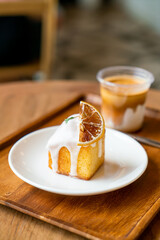 lemon pound cake on white plate