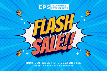 Editable text effect flash sale 3d cartoon style premium vector