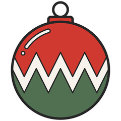 Cartoon Christmas Ball Decoration Illustration. Christmast Holiday and New year Festival Concept.