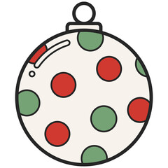 Cartoon Christmas Ball Decoration Illustration. Christmast Holiday and New year Festival Concept.