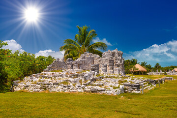 Ancient ruins of Maya in El Rey Archaeological Zone near Cancun, Yukatan, Mexico
