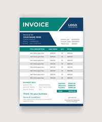 Business corporate minimal invoice design template