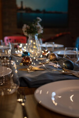Decorated Christmas table setting - 547596945